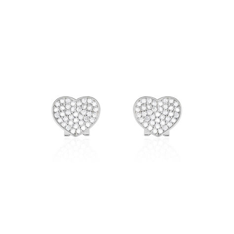 Boucles D'oreilles Puces Darwin Argent Blanc Oxyde - Boucles d'Oreilles Coeur Femme | Histoire d’Or