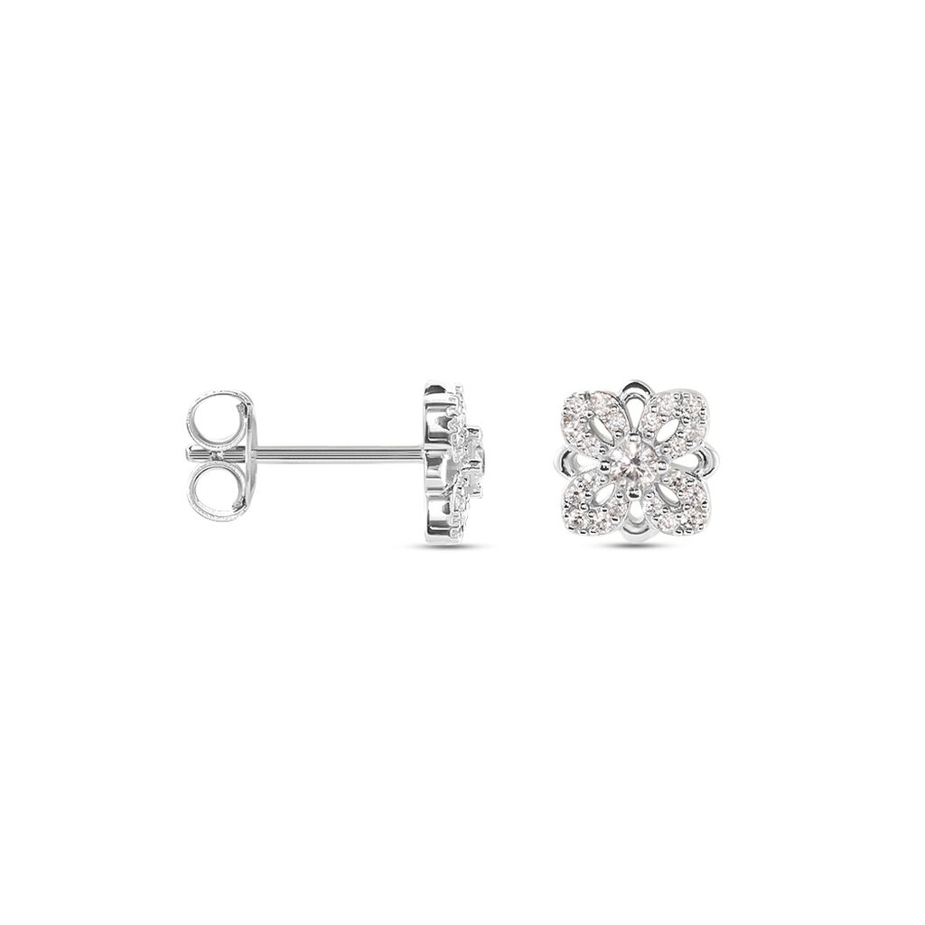 Boucles D'oreilles Puces Isia Argent Blanc Oxyde De Zirconium - Boucles d'oreilles fantaisie Femme | Histoire d’Or