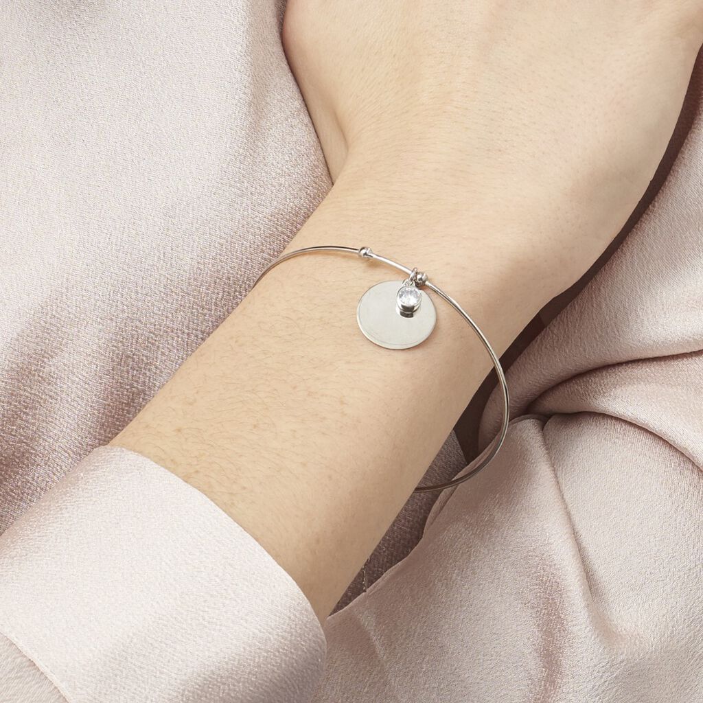 Bracelet Jonc Paula Argent Blanc Oxyde De Zirconium - Bracelets joncs Femme | Histoire d’Or