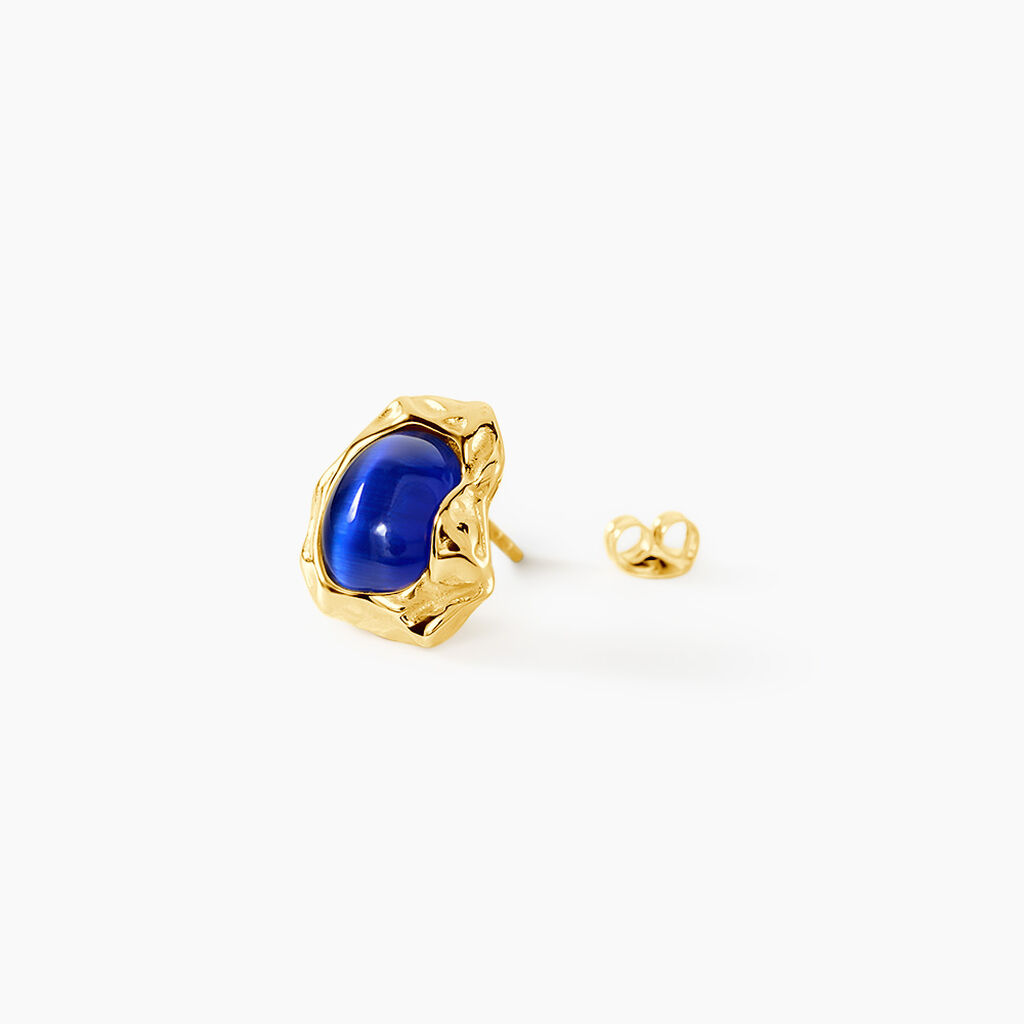 Boucles D'Oreilles Puces Ranya Acier Jaune Verre - Boucles d'oreilles fantaisie Femme | Histoire d&rsquo;Or