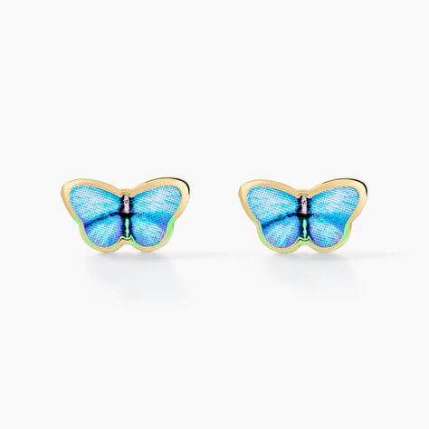 Boucles D'oreilles Puces Sulivia Papillon Or Jaune - Clous d'oreilles Enfant | Histoire d&rsquo;Or
