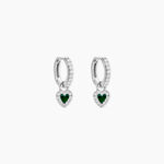 Creoles Serment D'Argent Argent Blanc Malachite Oxyde De Zirconium - Boucles d'oreilles cr&eacute;oles Femme | Histoire d&rsquo;Or
