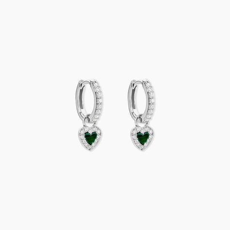 Cr&eacute;oles Lovia Argent Blanc Malachite Oxyde De Zirconium - Boucles d'oreilles cr&eacute;oles Femme | Histoire d&rsquo;Or