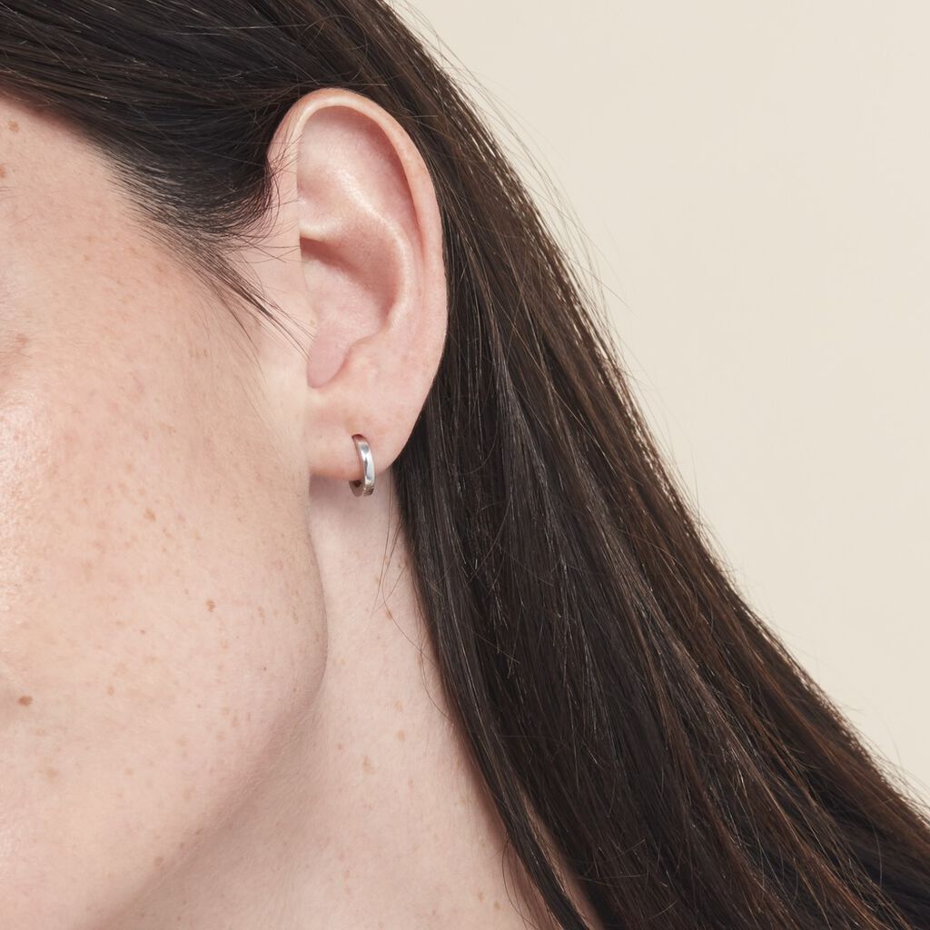 Créoles Argent Blanc Eleanora - Boucles d'oreilles créoles Femme | Histoire d’Or