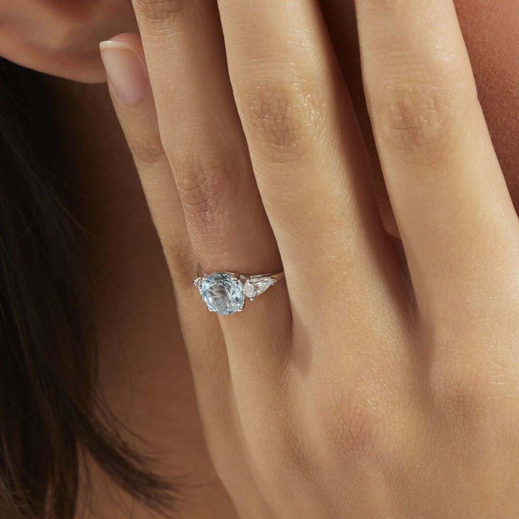 Bague Giana Or Blanc Topaze Et Oxyde De Zirconium - Bagues solitaires Femme | Histoire d’Or