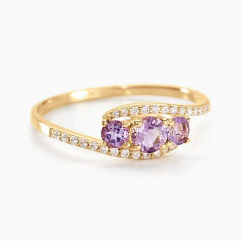 Bague Chloe Or Jaune Amethyste Et Oxyde De Zirconium - Bagues solitaires Femme | Histoire d&rsquo;Or