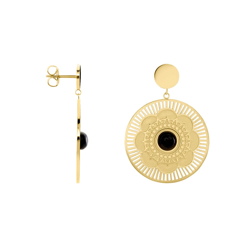 Boucles D'oreilles Pendantes Acier Dor&eacute; Staffan Agate - Boucles d'oreilles fantaisie Femme | Histoire d&rsquo;Or