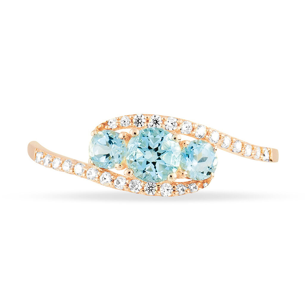 Bague Chloe Or Rose Topaze Et Oxyde De Zirconium - Bagues solitaires Femme | Histoire d’Or