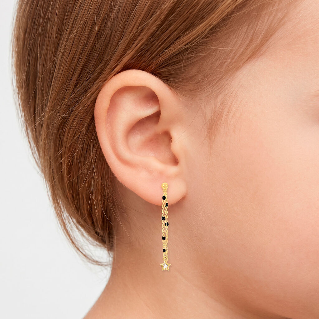 Boucles D'Oreilles Pendantes Bubble Argent Jaune Oxyde De Zirconium - Boucles d'oreilles fantaisie Enfant | Histoire d&rsquo;Or