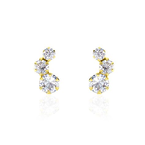 Boucles D'oreilles Puces Or Jaune Albizia Oxydes De Zirconium - Clous d'oreilles Femme | Histoire d’Or