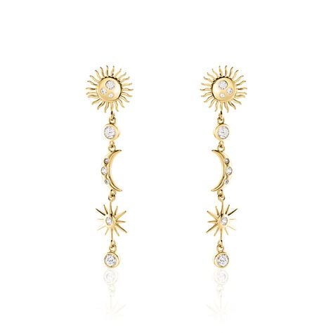 Boucles D'oreilles Pendantes Cassiopee Plaqu&eacute; Or Jaune Oxyde - Boucles d'oreilles pendantes Femme | Histoire d&rsquo;Or