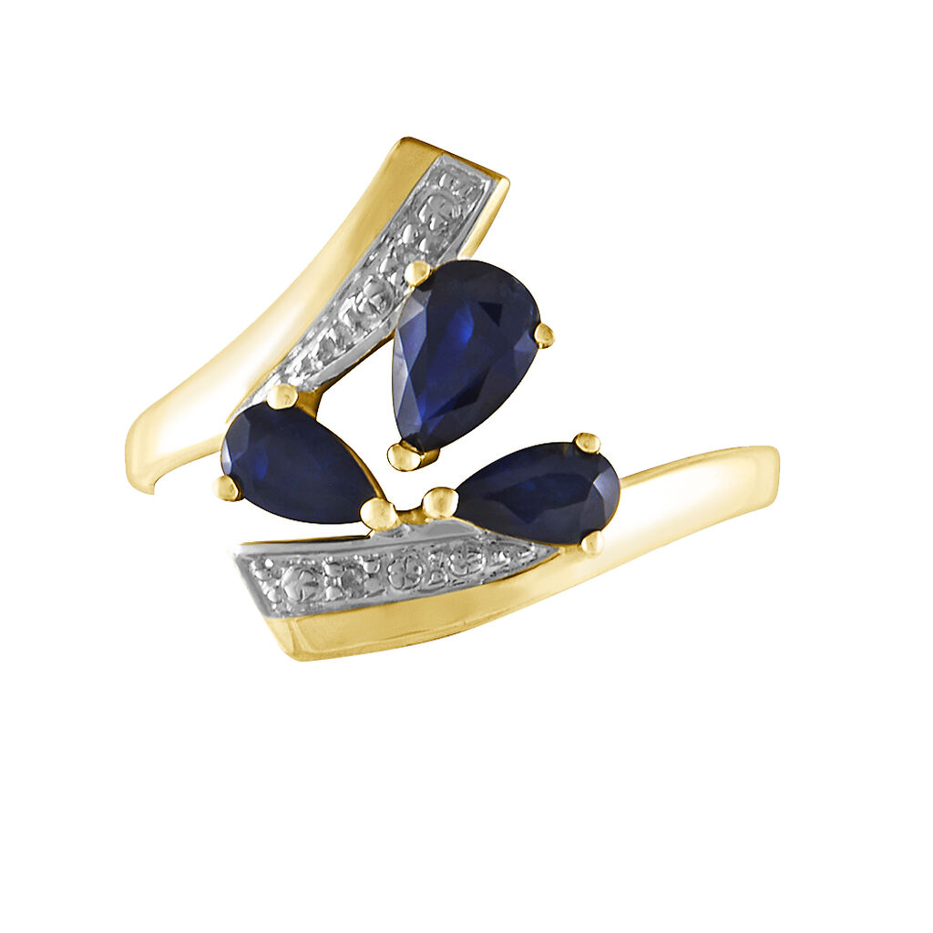 Bague Dahlia Or Jaune Saphir Diamant - Bagues avec pierre Femme | Histoire d’Or