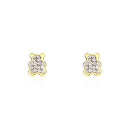 Boucles D'oreilles Puces Emerica Ours 0 Or Jaune Strass - Clous d'oreilles Enfant | Histoire d’Or