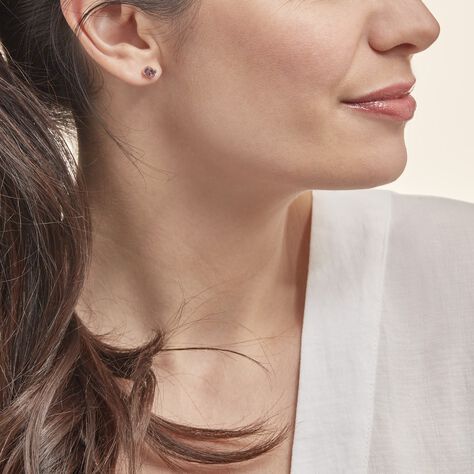 Boucles D'oreilles Puces Elea Serti Griffe Or Jaune Amethyste - Clous d'oreilles Femme | Histoire d’Or