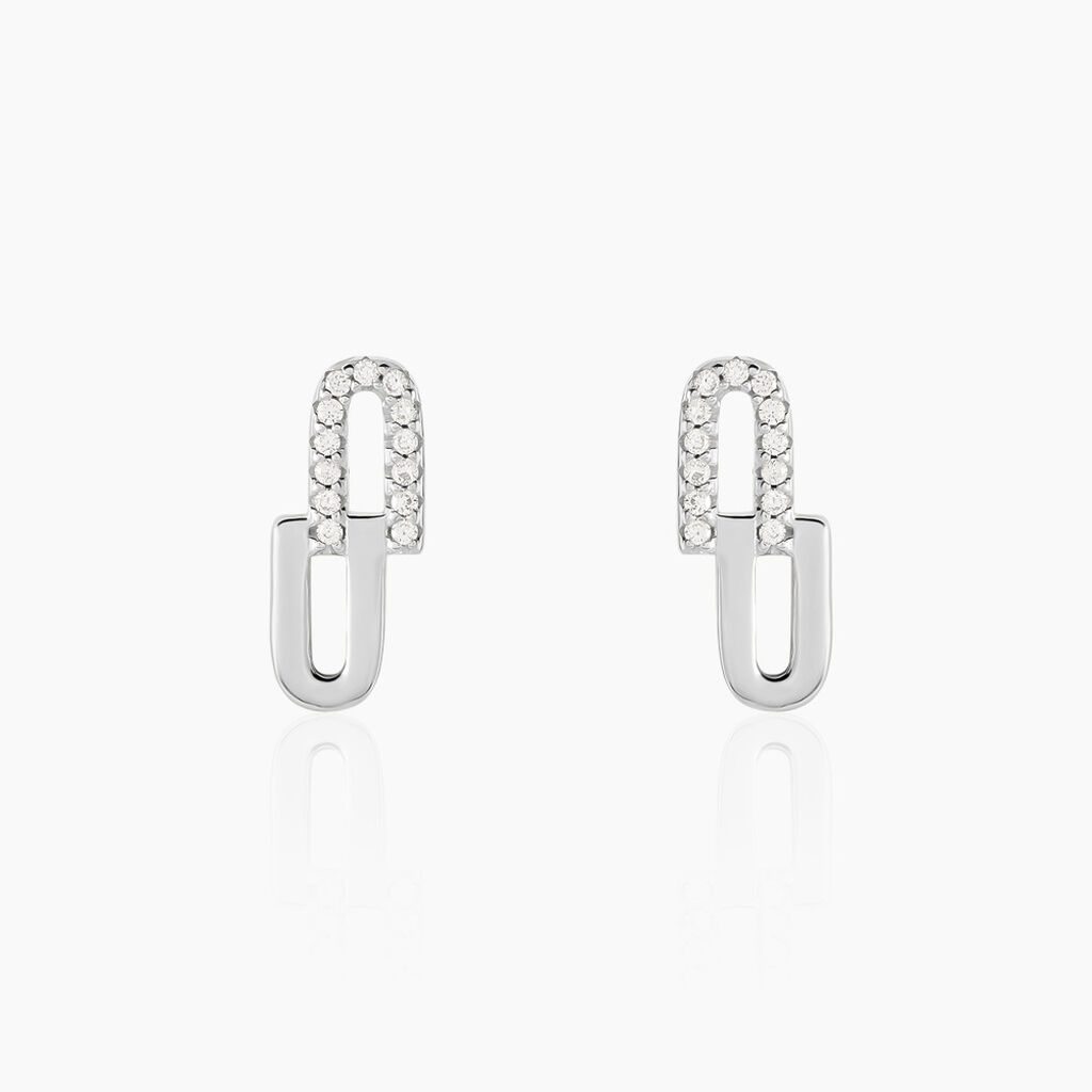 Boucles D'oreilles Puces Neema Argent Blanc Oxyde De Zirconium - Boucles d'oreilles fantaisie Femme | Histoire d’Or