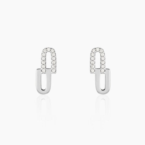 Boucles D'oreilles Puces Neema Argent Blanc Oxyde De Zirconium - Boucles d'oreilles fantaisie Femme | Histoire d’Or