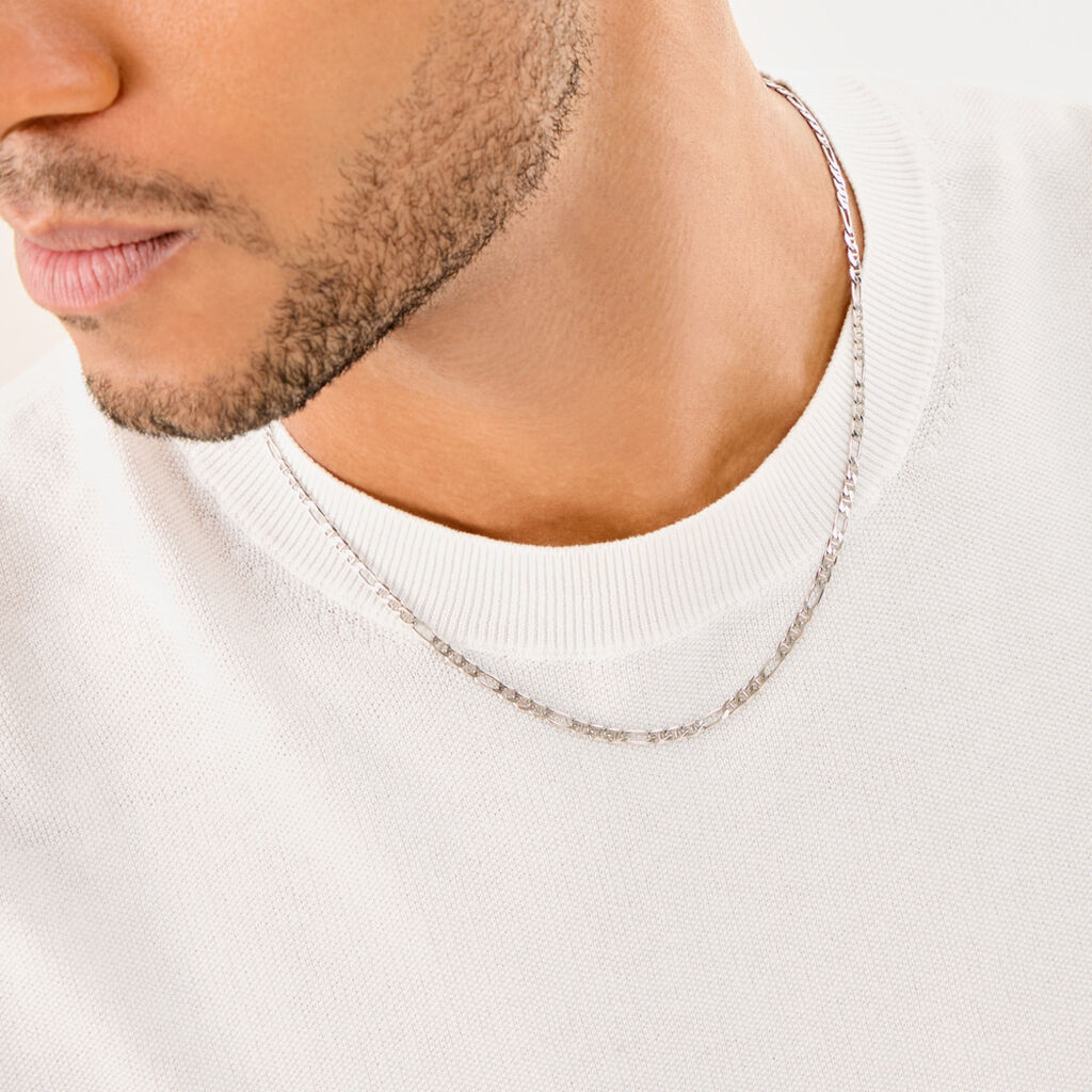 Collier Edmonde Argent Blanc - Bijoux sans pierre Homme | Histoire d&rsquo;Or