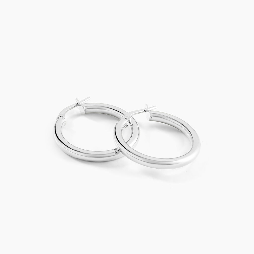 Créoles Argent Blanc Anne - Boucles d'oreilles créoles Femme | Histoire d’Or