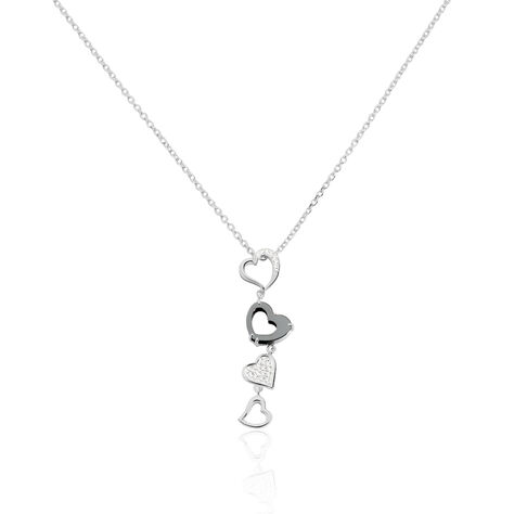 Collier Ecaterina Argent Blanc Céramique Et Oxyde De Zirconium - Colliers Coeur Femme | Histoire d’Or
