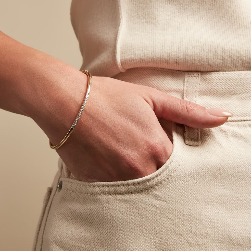 Bracelet Jonc Phillipa Or Jaune Diamant - Bracelets joncs Femme | Histoire d’Or