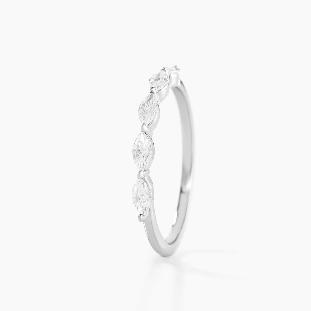 Bague Navette Argent Blanc Oxyde De Zirconium - Bagues avec pierre Femme | Histoire d’Or