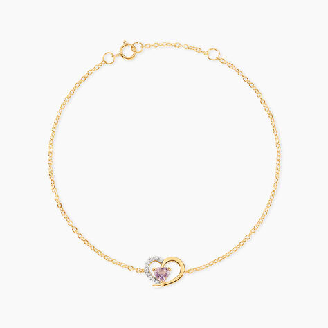 Bracelet Eliana Argent Dor&eacute; A L'Or 750/1000 Am&eacute;thyste Oxyde De Zirconium - Bracelets Pierre Femme | Histoire d&rsquo;Or