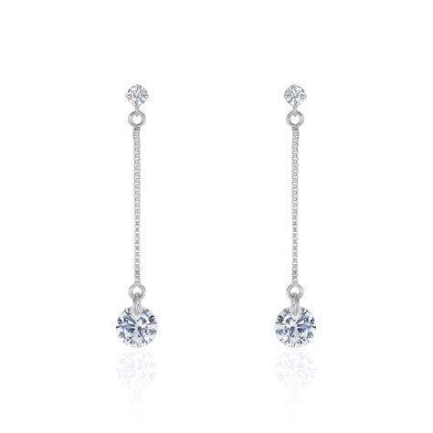 Boucles D'oreilles Pendantes Regane Or Blanc Oxyde De Zirconium - Boucles d'oreilles pendantes Femme | Histoire d’Or
