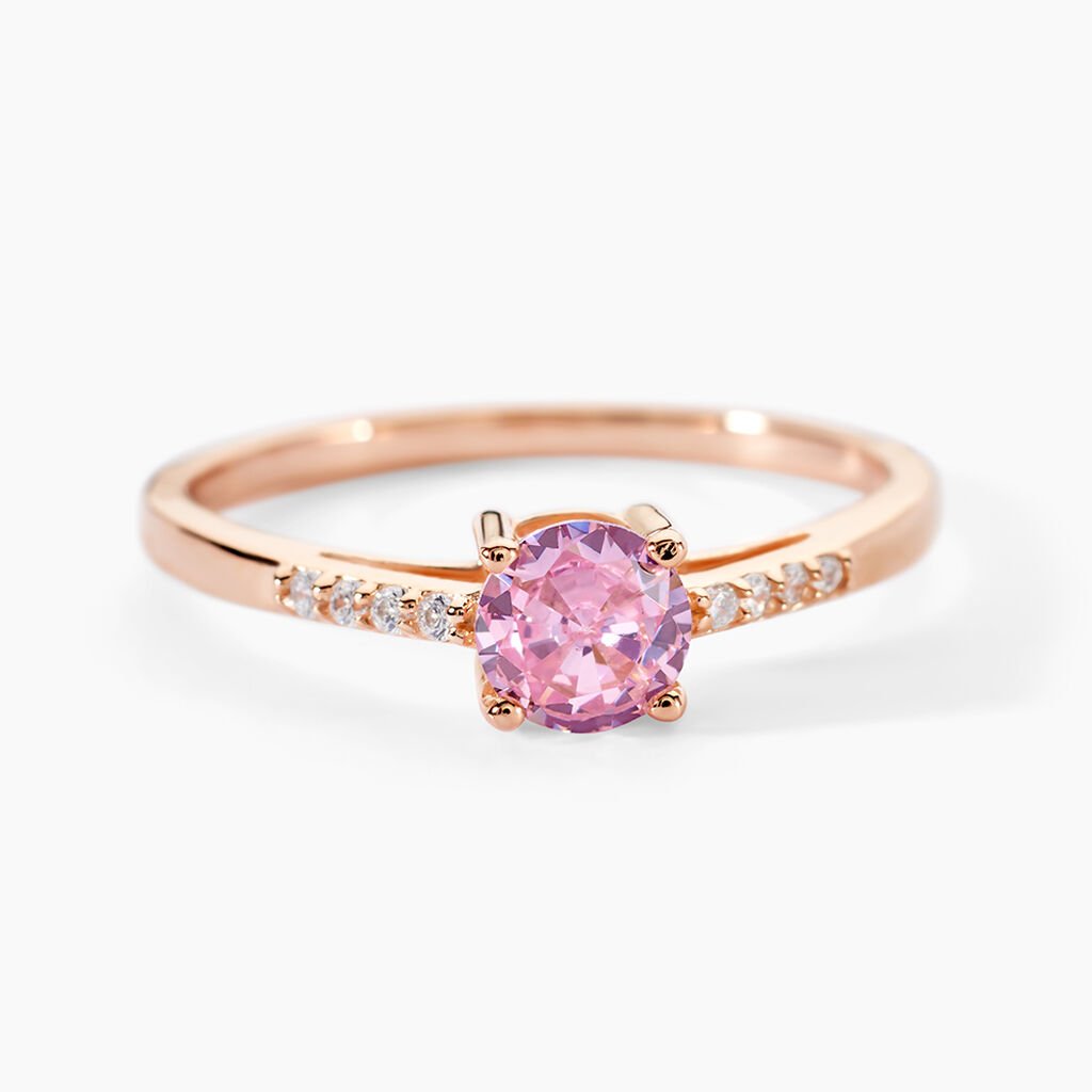 Bague Rio Argent Rose Oxyde De Zirconium - Bagues solitaires Femme | Histoire d&rsquo;Or