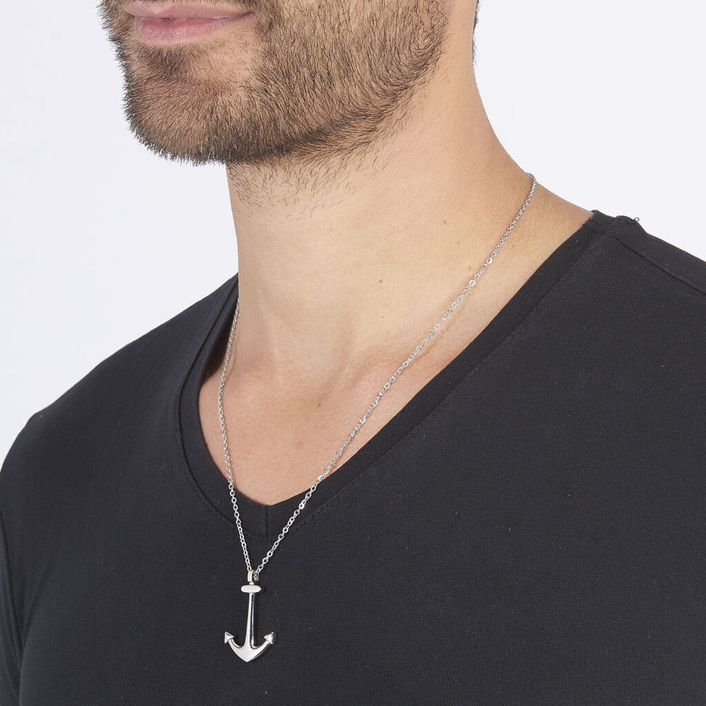 Collier Cedric Acier Blanc - Bijoux Ancre Homme | Histoire d’Or