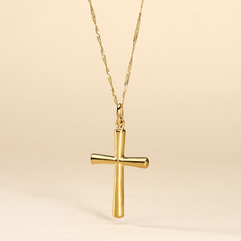 Pendentif Arantxa Croix Or Jaune - Pendentifs Bapt&ecirc;me Famille | Histoire d&rsquo;Or