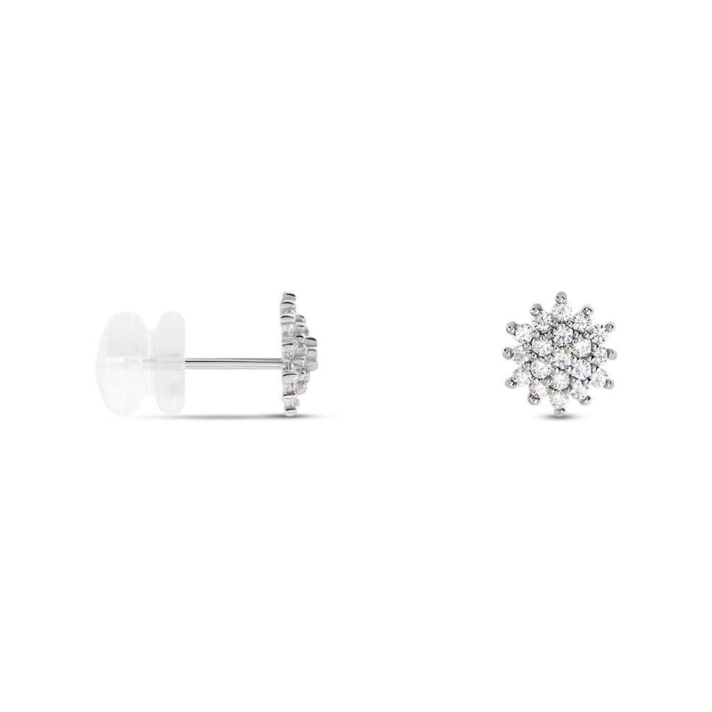 Boucles D'oreilles Puces Or Blanc Kristel Oxydes De Zirconium - Clous d'oreilles Femme | Histoire d’Or