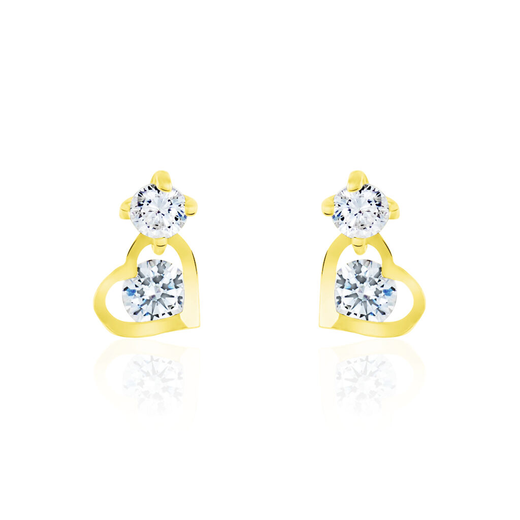 Boucles D'oreilles Pendantes Ludyvine Or Jaune Oxyde De Zirconium - Boucles d'oreilles pendantes Femme | Histoire d’Or
