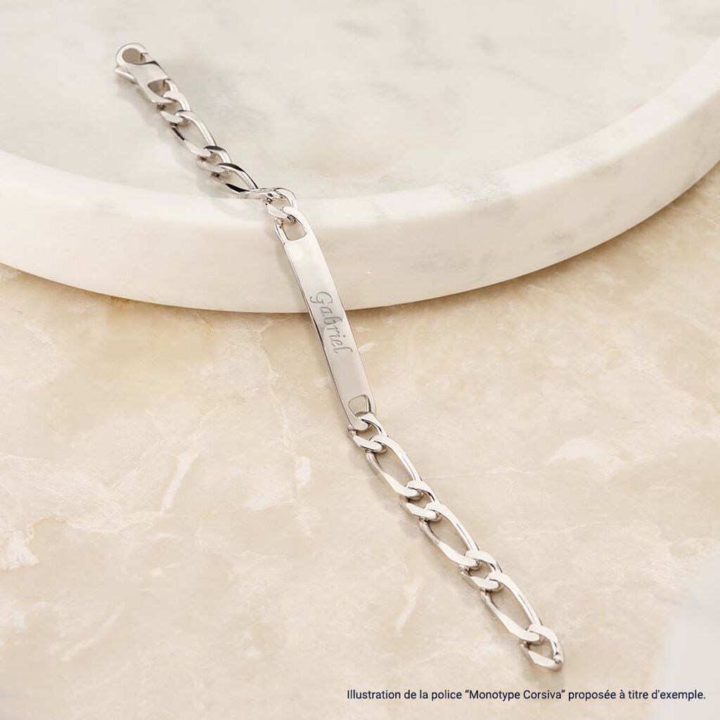 Bracelet Identit&eacute; Vila Maille Alternee 1/2 Argent Blanc - Gourmettes Homme | Histoire d&rsquo;Or