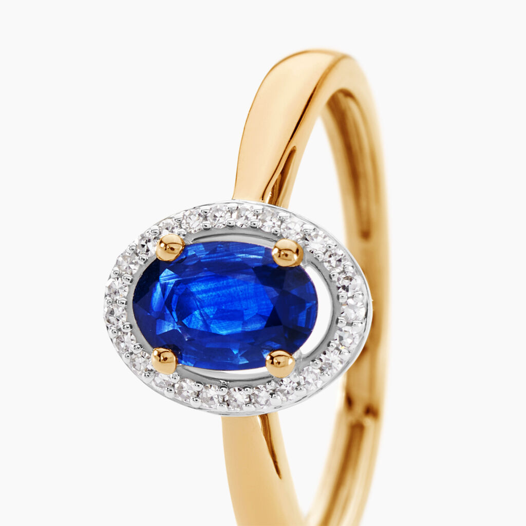 Bague Or Jaune Goulwen Saphir Ovale Et Diamants - Bagues solitaires Femme | Histoire d’Or