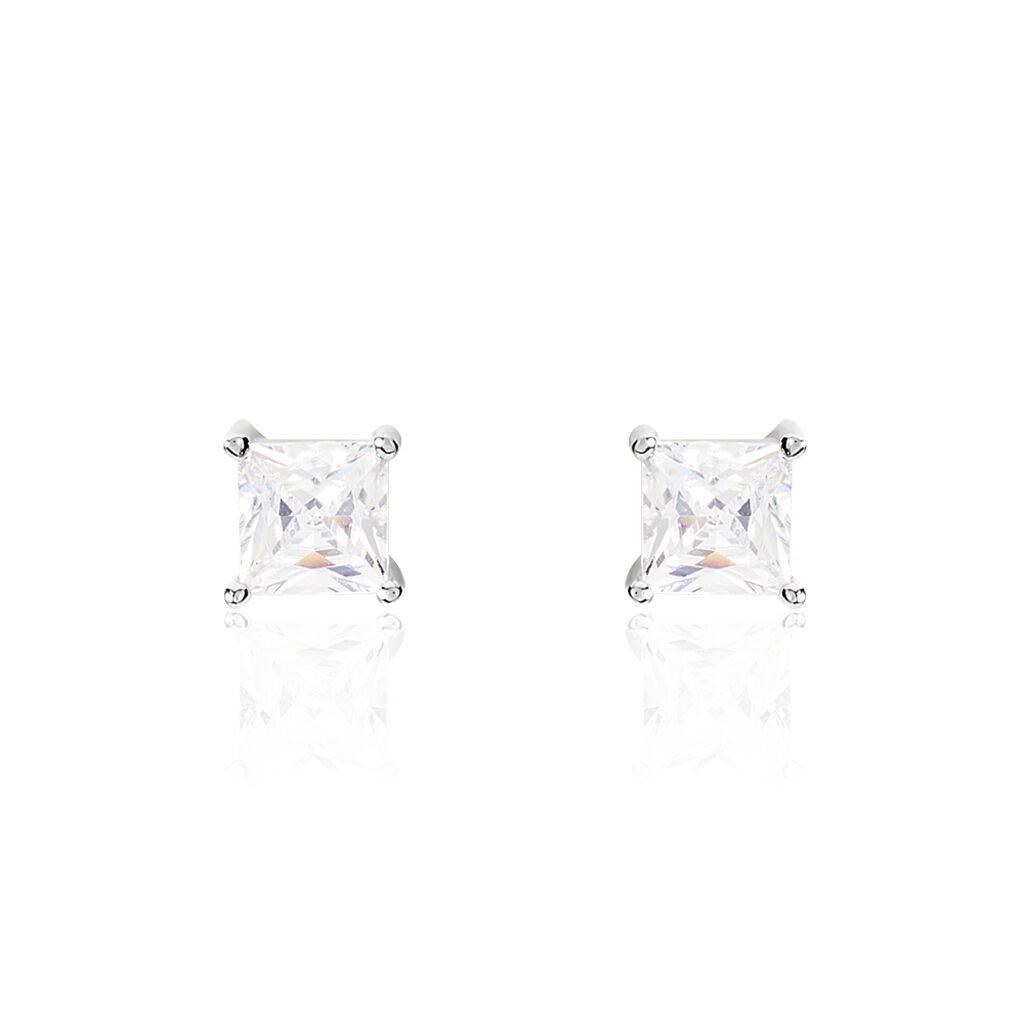 Boucles D'oreilles Puces Argent Blanc Alys Oxyde De Zirconium - Boucles d'oreilles fantaisie Femme | Histoire d’Or