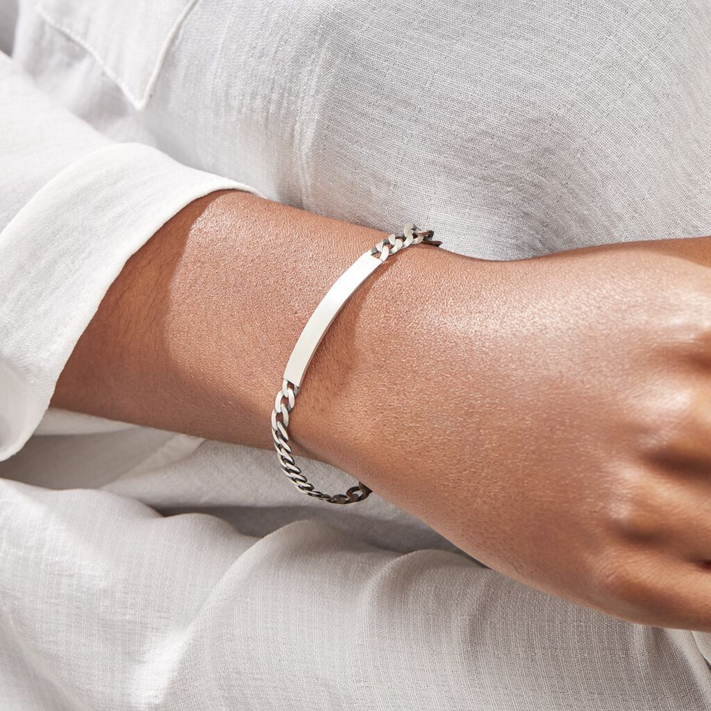 Bracelet Identité Casper Argent Gris - Gourmettes Femme | Histoire d’Or