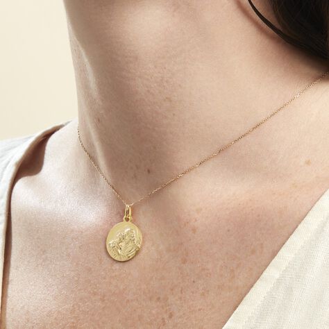 Medaille Or Jaune Christ Et Enfant - Pendentifs Baptême Famille | Histoire d’Or
