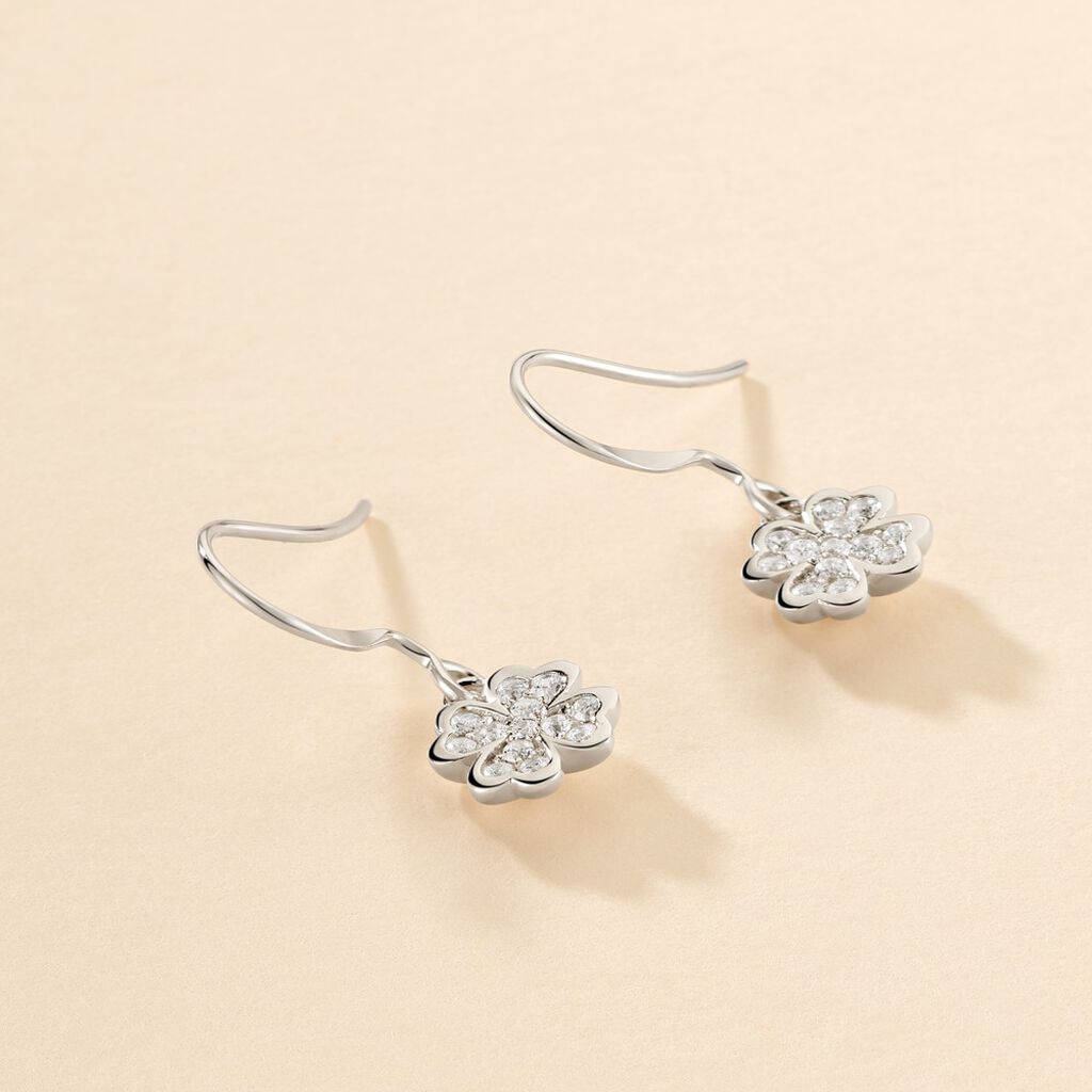 Boucles D'oreilles Pendantes Fortunata Argent Blanc Oxyde De Zirconium - Boucles d'oreilles fantaisie Femme | Histoire d&rsquo;Or