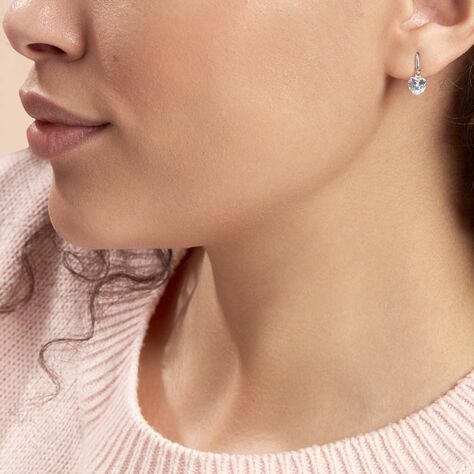 Boucles D'oreilles Pendantes Bo Coeur Pm Or Blanc Oxyde De Zirconium - Boucles d'Oreilles Coeur Femme | Histoire d’Or