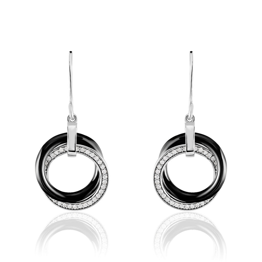 Boucles D'oreilles Pendantes Grizzel Argent Blanc CÃ©ramique Et Oxyde