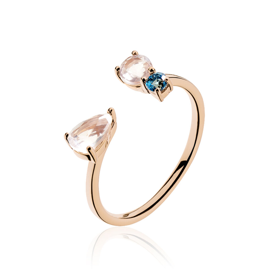 Bague Belen Or Rose Topaze Et Quartz - Bagues avec pierre Femme | Histoire d’Or