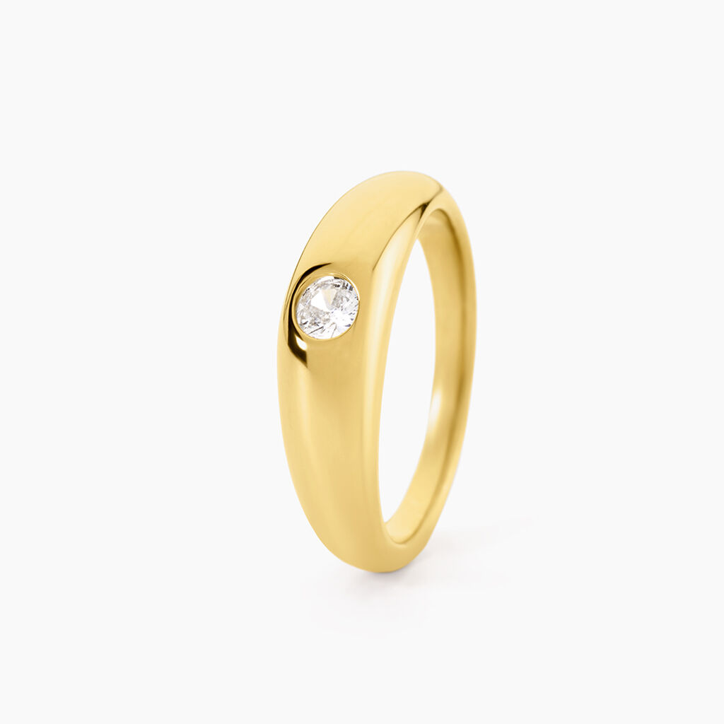 Bague Cyliane Acier Jaune Oxyde De Zirconium - Bagues solitaires Femme | Histoire d&rsquo;Or