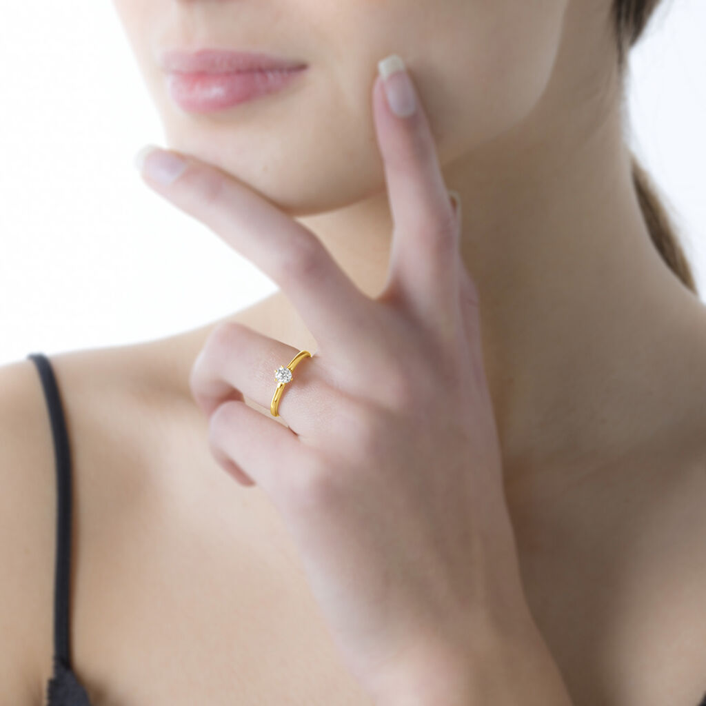Bague Solitaire Niva Or Jaune Diamant - Bagues solitaires Femme | Histoire d’Or