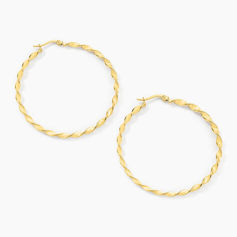 Creoles Acier Dore Antonello - Boucles d'oreilles cr&eacute;oles Femme | Histoire d&rsquo;Or