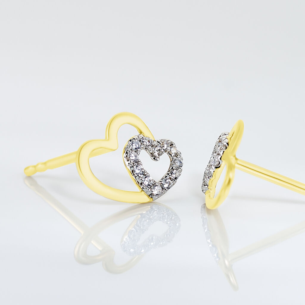 Boucles D'oreilles Puces Marineta Or Jaune Oxyde De Zirconium - Clous d'oreilles Femme | Histoire d&rsquo;Or