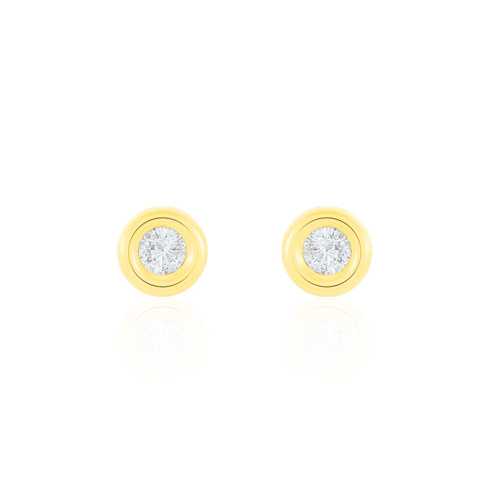 Boucles D'oreilles Puces Eden Serti Pneu Or Jaune Oxyde De Zirconium - Clous d'oreilles Femme | Histoire d’Or