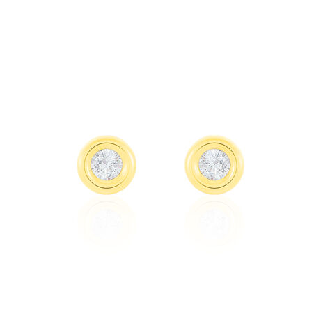 Boucles D'oreilles Puces Eden Serti Pneu Or Jaune Oxyde De Zirconium - Clous d'oreilles Femme | Histoire d’Or