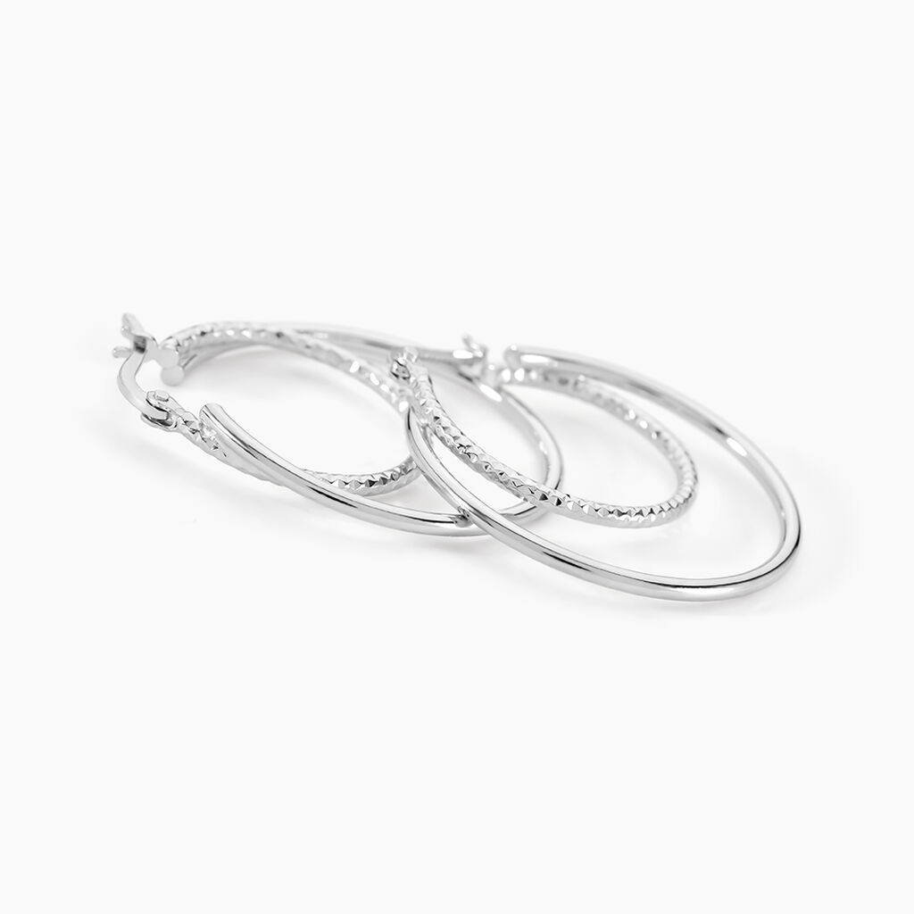 Créoles Argent Blanc Marjorie - Boucles d'oreilles créoles Femme | Histoire d’Or