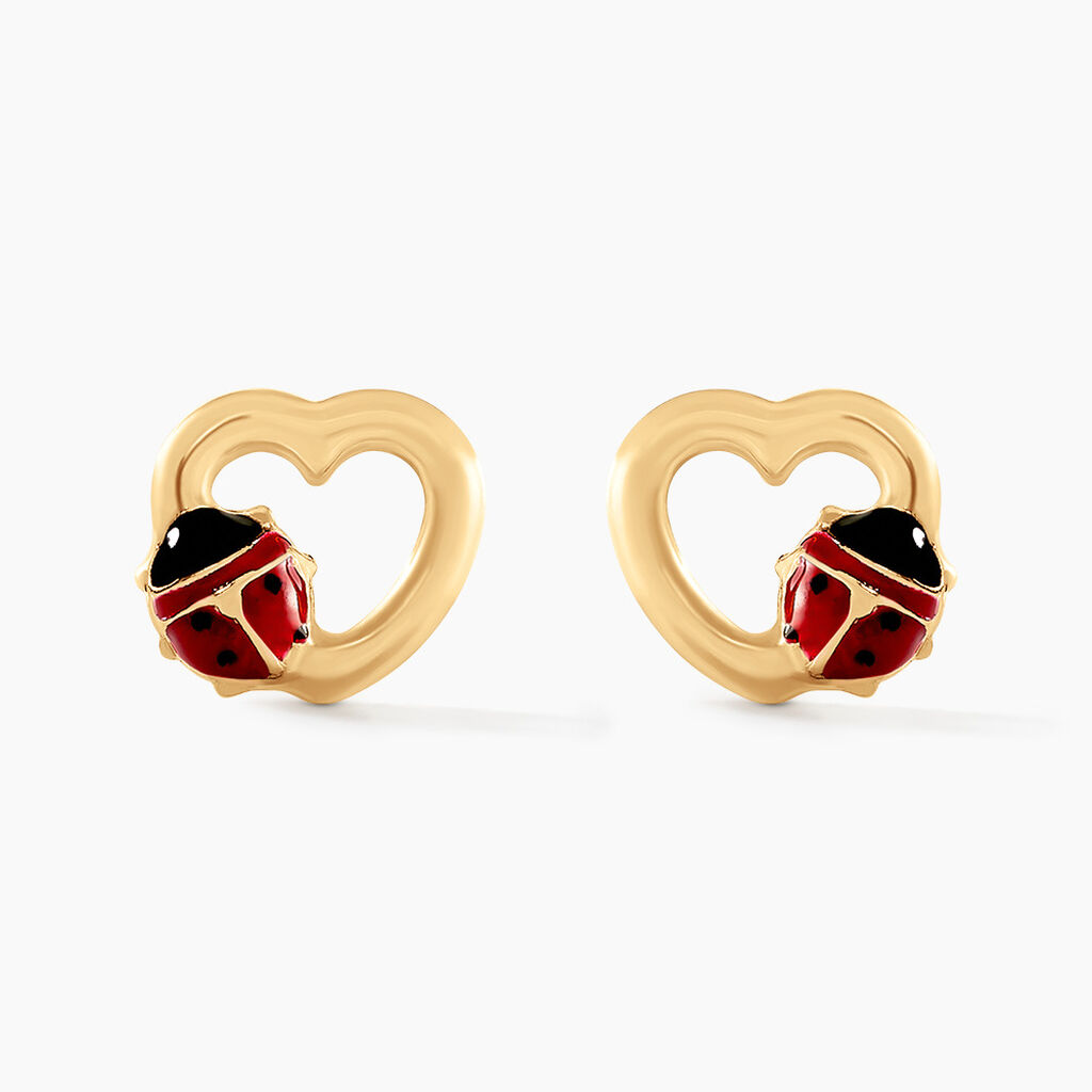 Boucles D'oreilles Puces Or Jaune Syringa Smalto - Clous d'oreilles Enfant | Histoire d’Or