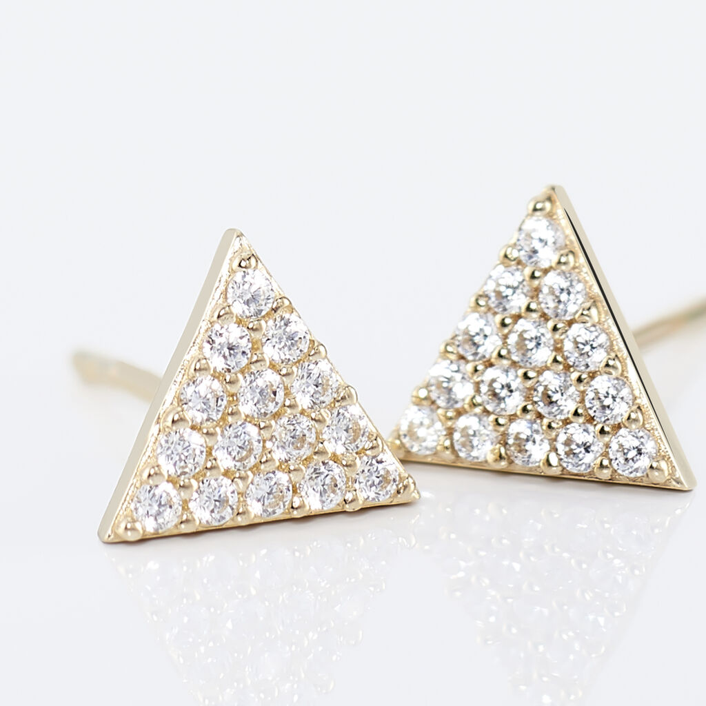 Boucles D'oreilles Puces Eloane Triangle Or Jaune Oxyde De Zirconium - Clous d'oreilles Femme | Histoire d’Or